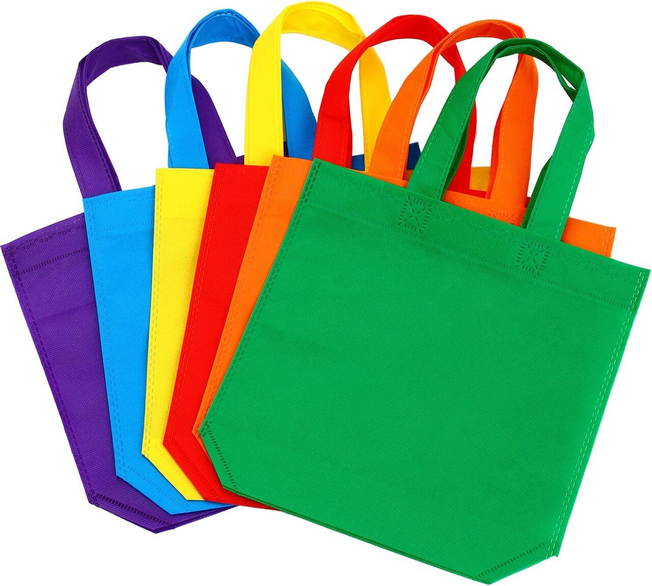 24 Pack Party Non-Woven Gift Bags Reusable Tote Bags in Bulk Rainbow Goody Bag with Handles for Birthday Party Supplies (9.5 x 9.5 Inches)